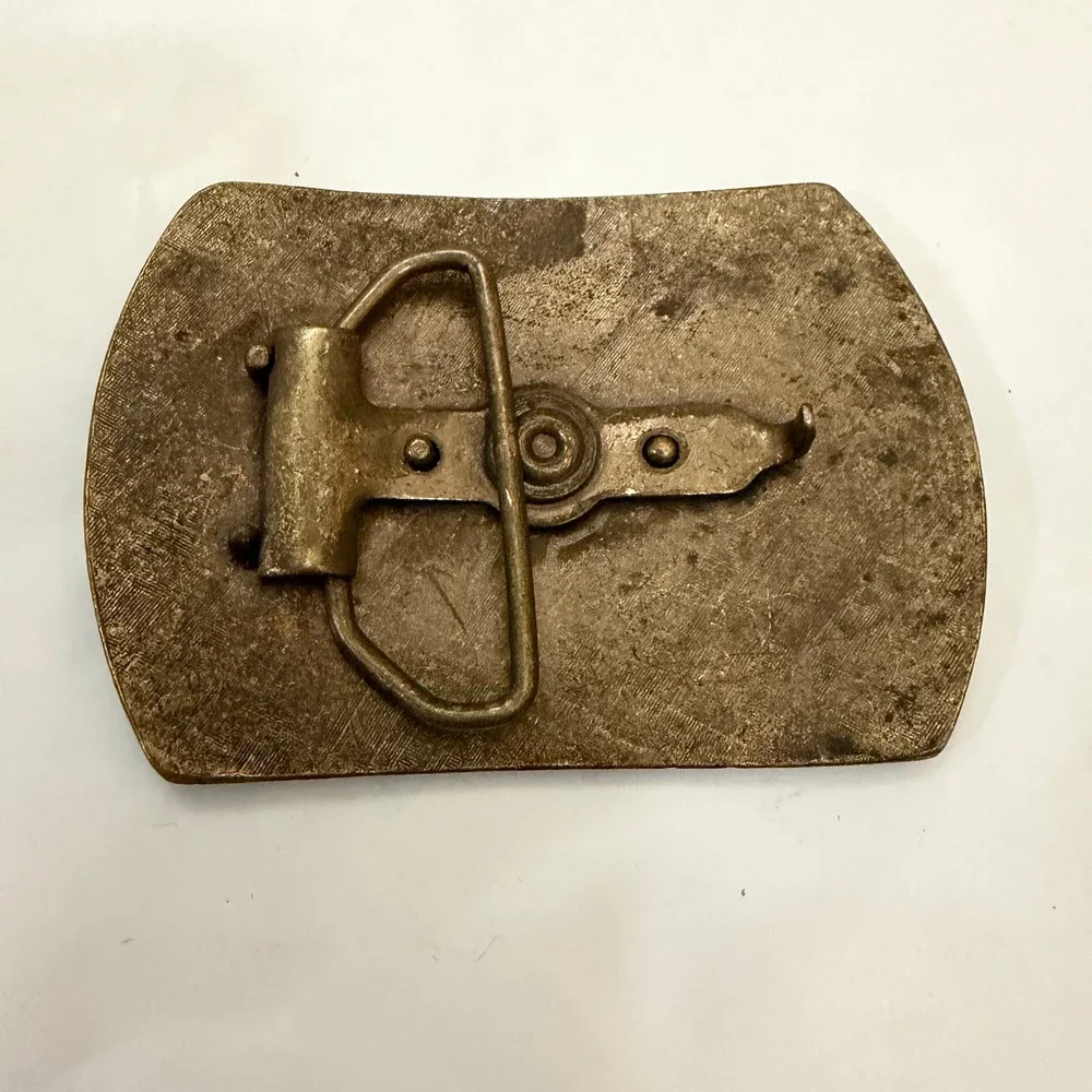Vintage United Airlines 50th Anniversary Belt Buckle 1926-1976 Biplane Brass